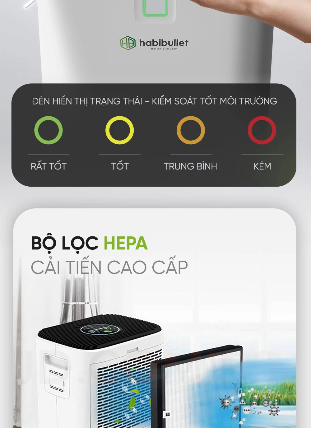 Máy hút ẩm gia đình Habibullet Max Air AHB-3525 45 lít/ngày BH245147 5